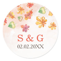 Watercolor Fall Leaves Fall wedding favors sticker