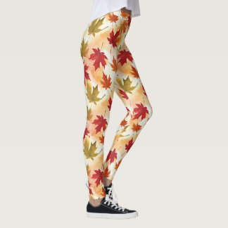 Watercolor Fall Leaves Pattern Leggings
