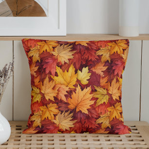 Watercolor Fall Leaves Throw Pillow