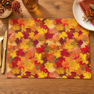 Watercolor Fall Leaves - Vintage Autumn Pattern Cloth Placemat