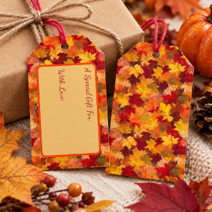 Watercolor Fall Leaves - Vintage Autumn Pattern Gift Tags