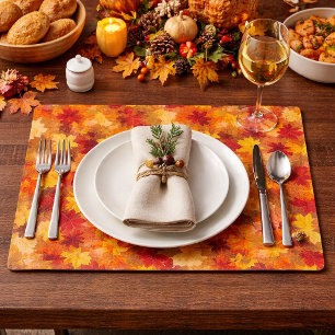 Watercolor Fall Leaves - Vintage Autumn Pattern Placemat