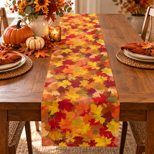 Watercolor Fall Leaves - Vintage Autumn Pattern  Short Table Runner