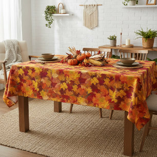 Watercolor Fall Leaves - Vintage Autumn w/ Name Tablecloth