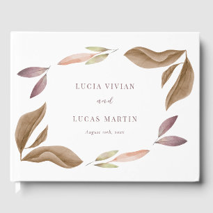 Watercolor Fall Leaves Wedding Guest Book