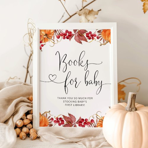 Watercolor fall  little pumpkin books for baby poster