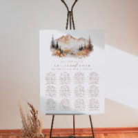 Watercolor Fall Mountain Wedding Seating Chart