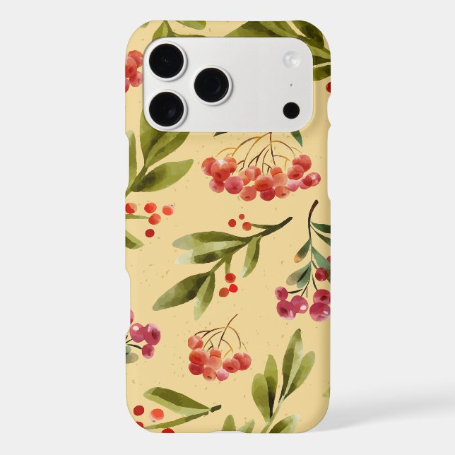 Watercolor Fall Nature Cranberry Pattern iPhone Case (Back)