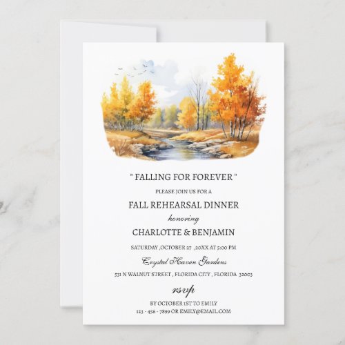 Watercolor Fall or Autumn Theme Rehearsal Dinner  Invitation