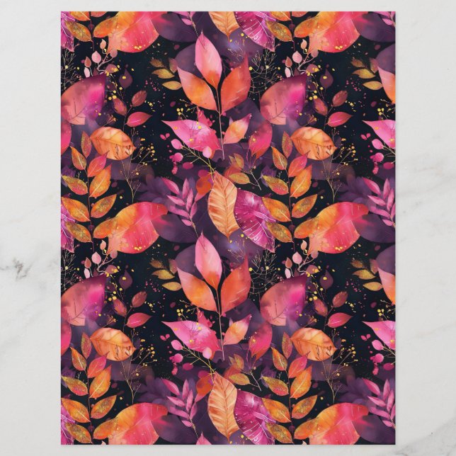 watercolor fall pattern scrapbook paper (Front)