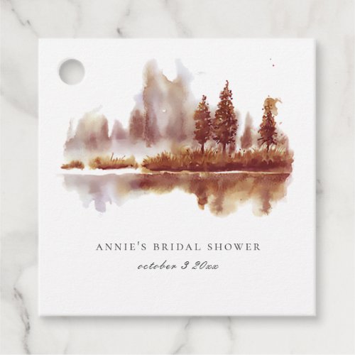 Watercolor Fall Pine Tree Wedding Bridal Shower Favor Tags