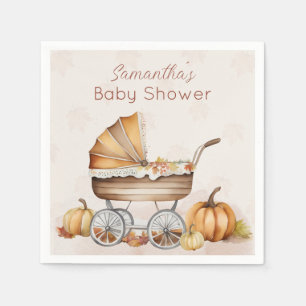 Watercolor Fall Pumpkin Baby Shower Napkins