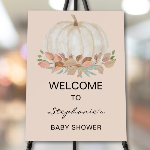 Watercolor Fall Pumpkin Baby Shower Welcome Sign