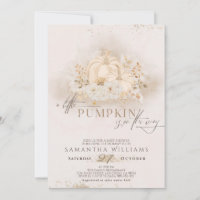 Watercolor Fall Pumpkin Boho Pampas Baby Shower Invitation