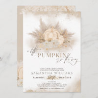 Watercolor Fall Pumpkin Boho Pampas Baby Shower  Invitation