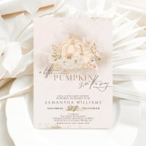 Watercolor Fall Pumpkin Boho Pampas Baby Shower Invitation