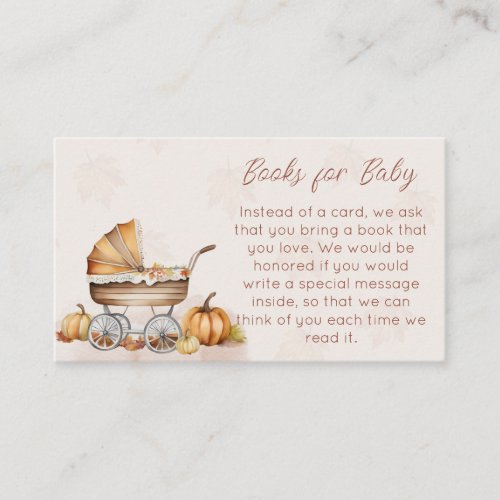 Watercolor Fall Pumpkin Books for Baby Enclosure Card