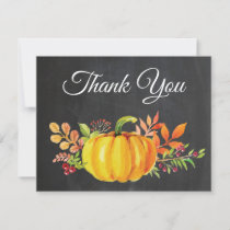 Watercolor Fall Pumpkin Chalkboard Thank You card