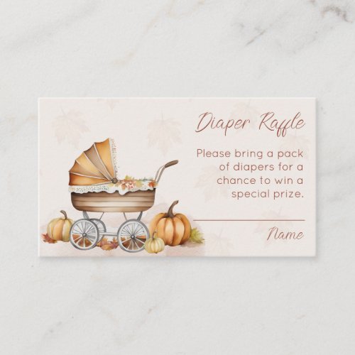 Watercolor Fall Pumpkin Diaper Raffle Enclosure Card