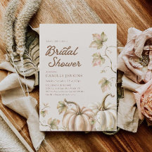 Watercolor Fall Pumpkin Floral Bridal Shower Invit