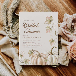 Watercolor Fall Pumpkin Floral Bridal Shower Invit Invitation