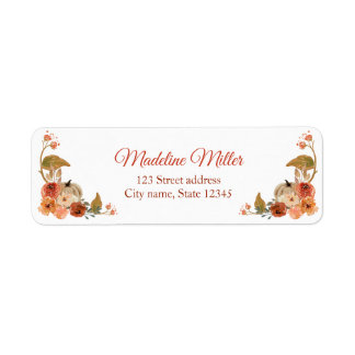 Watercolor Fall Pumpkin Floral Label
