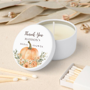 Watercolor Fall Pumpkin Floral Thank You Mini Candle Favors