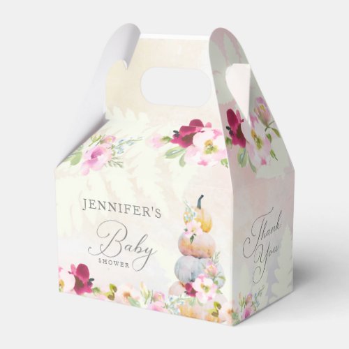 Watercolor Fall Pumpkin Girl Baby Shower Favor Boxes