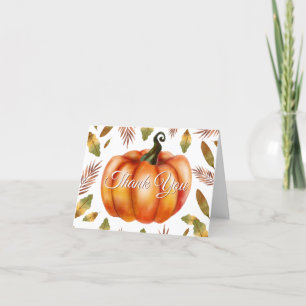 Watercolor Fall Pumpkin Orange Thank You card