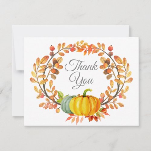 Watercolor Fall Pumpkin Thank You card