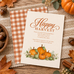 Watercolor Fall Pumpkins Happy Harvest Invitation