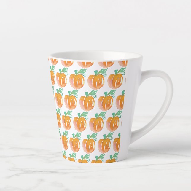 Watercolor Fall Pumpkins Orange Pattern  Latte Mug (Right)
