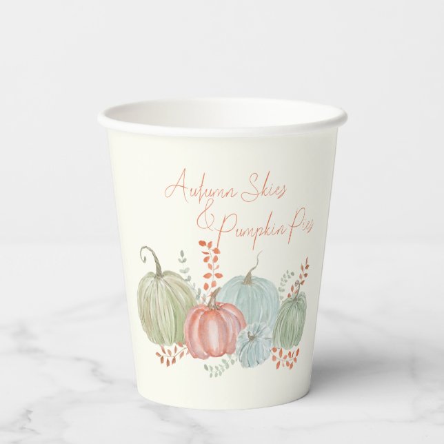 Watercolor Fall Pumpkins  Paper Cups (Back)