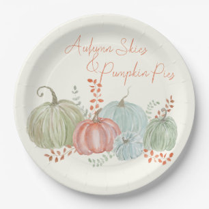 Watercolor Fall Pumpkins Paper Plates