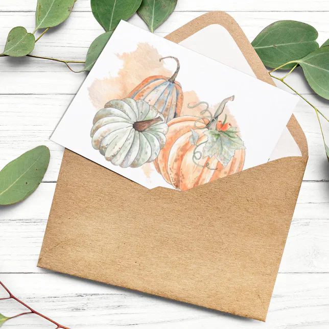 Watercolor Fall Pumpkins Thank You Card | Zazzle