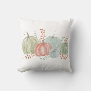 Watercolor Fall Pumpkins Throw Pillow