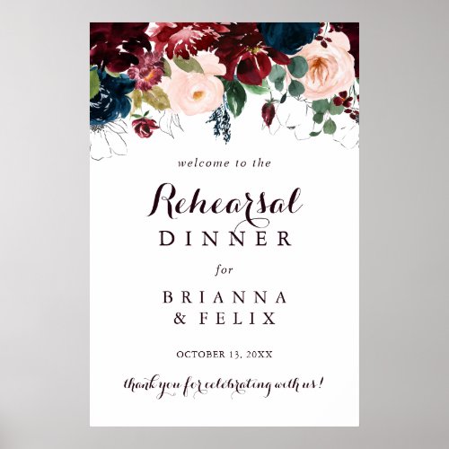 Watercolor Fall Rehearsal Dinner Welcome Sign