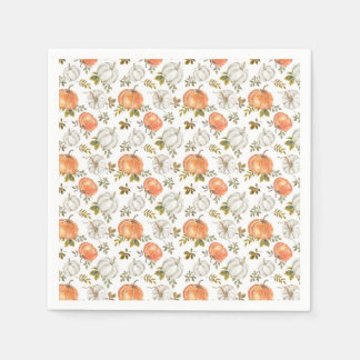 Watercolor Fall Rustic Pumpkins Napkins