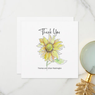 Watercolor Fall Sunflower Custom Thank You Card