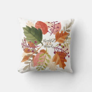 Watercolor Fall Thanksgiving Reversible Pillow