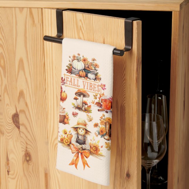 Watercolor Fall Vibes Kitchen Towel (Thirds Fold)