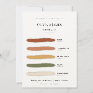 Watercolor Fall Wedding Color Palette Attire Card