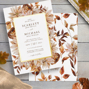 Watercolor Fall Wedding Foil Invitation