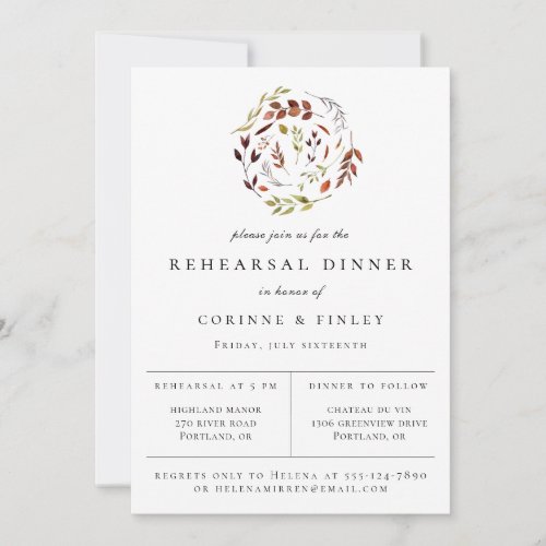 Watercolor Fall Wedding Rehearsal Dinner Announcement