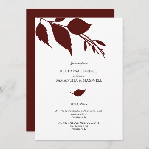 Watercolor Fall Wedding Rehearsal Dinner Invitation