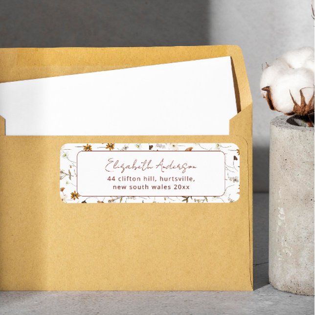  Watercolor Fall Wildflower Bridal Shower  Label (Creator Uploaded)