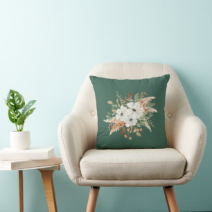 Watercolor Fall Winter Bouquet Throw Pillow