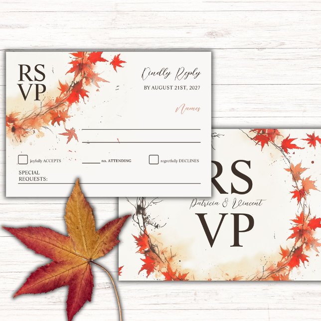 Watercolor Fall Wreath classic RSVP Card (Creator Uploaded)