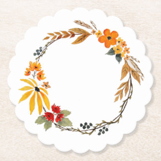Watercolor Fall Wreath Coaster
