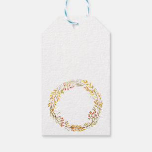 Watercolor Fall Wreath gift tags Thanksgiving